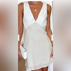Billy J DAE Two-Tone Linen Mini Dress - White & Beige size 6 new!